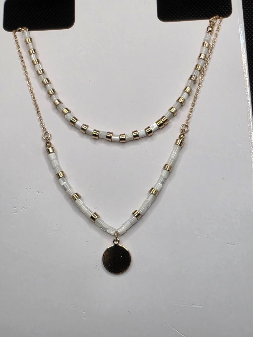 GAP Mother of Pearl Gold Tone Layered Necklace Set